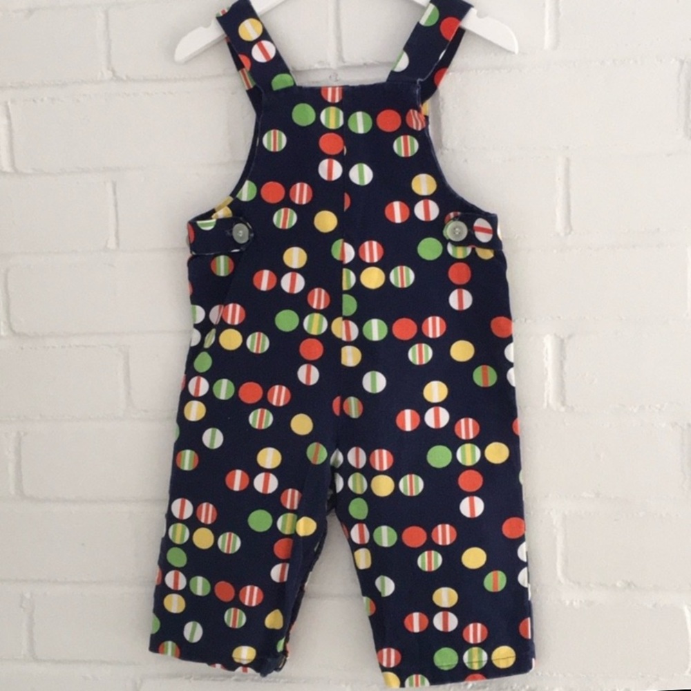 Toddler Boy Classic Vintage Healthtex Navy Polka Dot Overalls Size 18 M